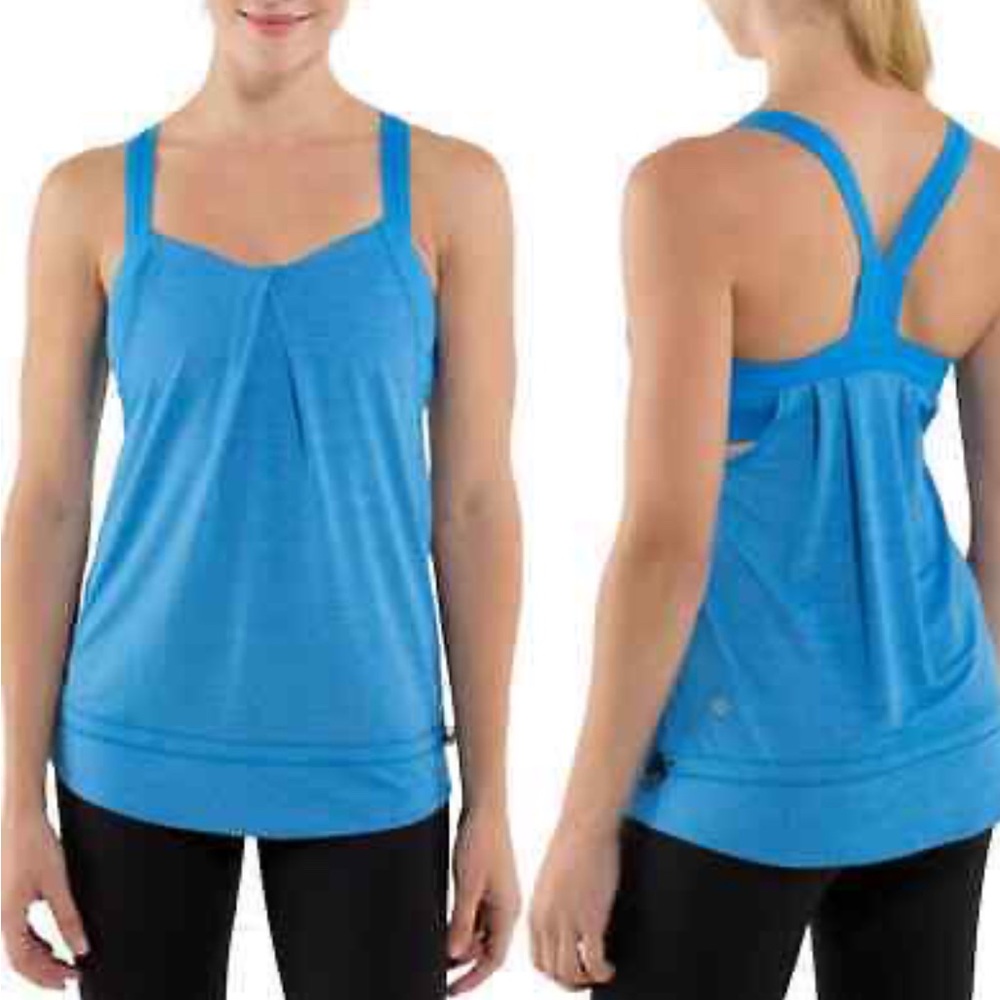Lululemon corn flower Blue Women's rest less Tank Top 6